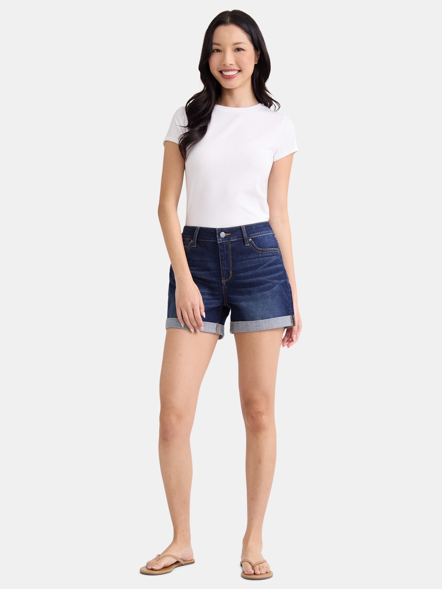 Time and Tru Women's Mid-Rise Denim Short, 4" Inseam, Size 2-20