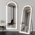 thumbnail image 4 of Espejo De Piso Cuerpo Completo De Pared Arqueado con Luz Led de 3 Tonos Decorativo con Soporte y Marco para Dormitorio Sala Comedor o Cuarto de 143cm, 4 of 5
