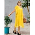 thumbnail image 4 of HAPPY BAY Women's Beachwear Summer Swim Beach Dress Cover ups for Swimwear Women Short Front Tie Swimsuit Coverups for Women L-XL Yellow_AC93, 4 of 5