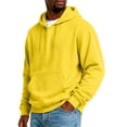 thumbnail image 3 of Pullover Hooded Sweatshirt for Men Classic Long Sleeve Solid Color Drawstring Hoodie Top Yellow 2XL, 3 of 5