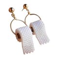 thumbnail image 1 of Pearl Toilet Paper Ear Hooks 3d Paper Earrings Roll Ear Drops Jewellery Gifts -Q544, 1 of 5