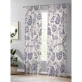 thumbnail image 4 of Farmhouse Purple Floral Sheer Curtains 2 Panels Set Linen Boho Flower Rustic Country Lihgt Filtering Rod Pocket Voile Drape, Semi Sheer Window Curtains for Bedroom Living Room, 52"x84", 4 of 5