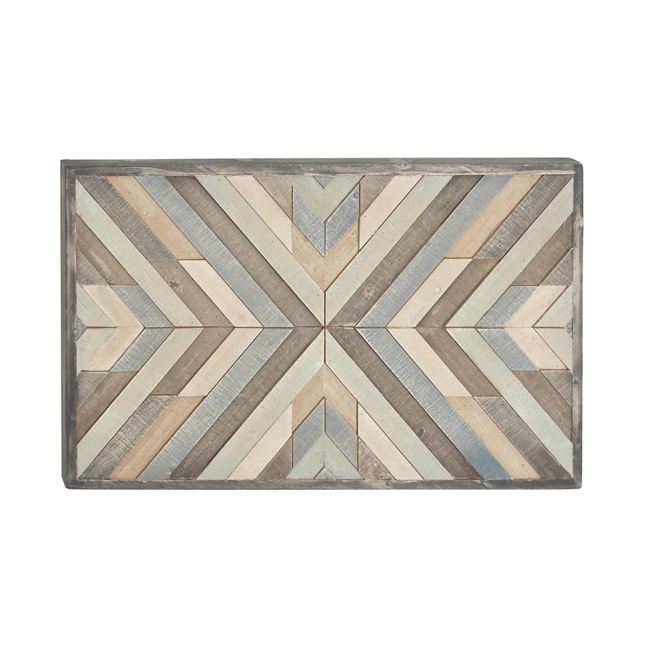 DecMode Multi Colored Wood Handmade Southwestern Inspired Arrow Panel Geometric Wall Decor with Blue Tones