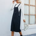 thumbnail image 2 of Defitshape Women's Overall Denim Dress Midi Strap Dress Jean Jumper Summer Sleeveless Casual Pocket Fashion Blue Medium, 2 of 4