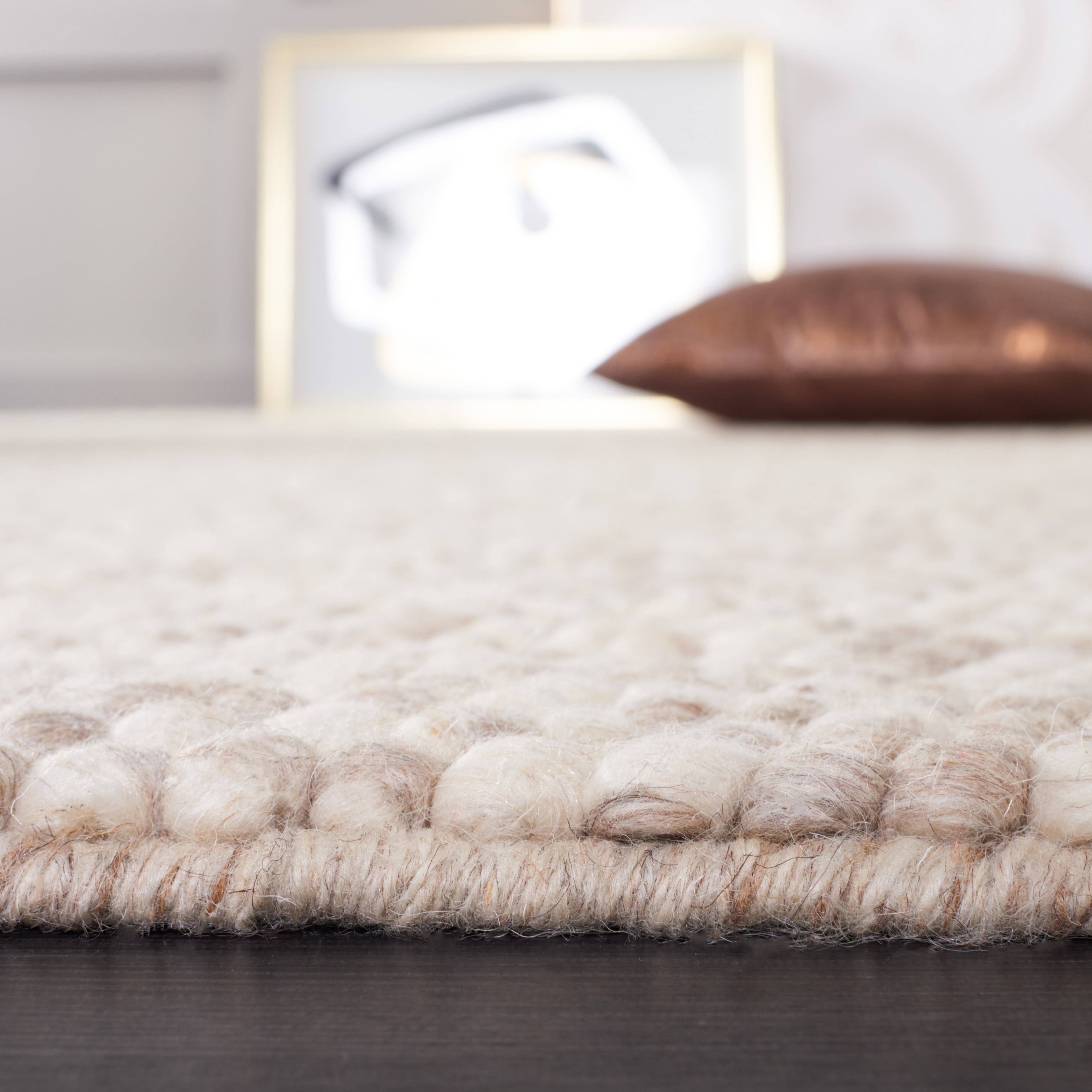 SAFAVIEH Natura Feride Geometric Area Rug, Beige, 12' x 12' Square - X-Large - Scandinavian Design, Beige, Handmade Wool Blend, Ideal for Living Room, Bedroom, Dining Space