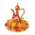 thumbnail image 5 of Esquirla European Turkish Coffee Set Beverage Drinkware Tea Trays Tea Service Set Water Serving Set for Wedding Dining Room Decoration Red, 5 of 8