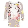thumbnail image 4 of Toimothcn Women's Tee Shirt Happy Easter Cute Cartoon Bunny Printed 3/4 Sleeve T Shirts Soft Loose Comfortable Shirt Tops Comfy Women Easter Clothing, 4 of 4
