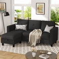 thumbnail image 5 of Walusnnu L-Shaped Sectional Sofa Couch, 3-Seat Convertible Sofa with Reversible Chaise, Modern Linen Fabric Couches for Living Room, Apartment and Small Space, Black, 5 of 10