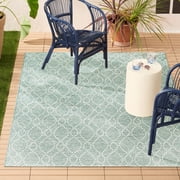 NICOLE MILLER NEW YORK Corin Distressed Indoor Outdoor Area Rug, UV Fade Resistant, Low Pile, Aqua/Cream, 710x102