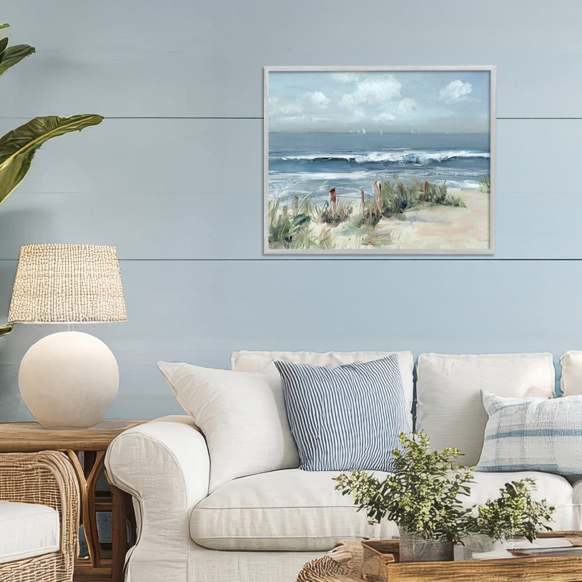 Stupell Industries Brushed Expression of Coast Gray Framed Giclee Art, design by Sally Swatland