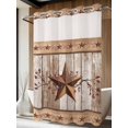 thumbnail image 2 of No Hook Shower Curtain with Snap-in Liner, Vintage Texas Star Wooden Waterproof Fabric Bathroom Curtains, Farmhouse Berry Country Bath Curtains & Mesh Top Window 72"x96" Extra Long, 2 of 9