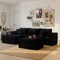 thumbnail image 3 of Ovios 108" Modular Sectional Couch, Cloud L Shape Couch with Chaise & Ottoman for Living Room, 3 Seater Boneless Sofa for Apartment, Black, 3 of 12