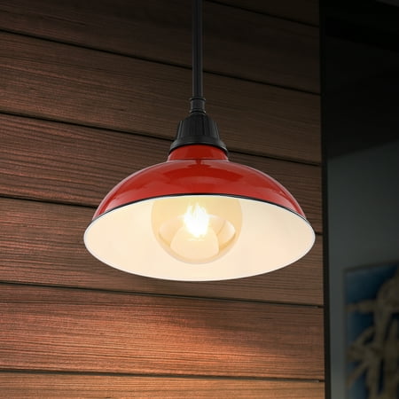 

Jasper 12.25 1-Light Farmhouse Industrial Indoor/Outdoor Iron LED Pendant Red