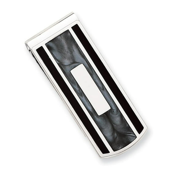 Rhodium-plated Black & Grey Colored Money Clip