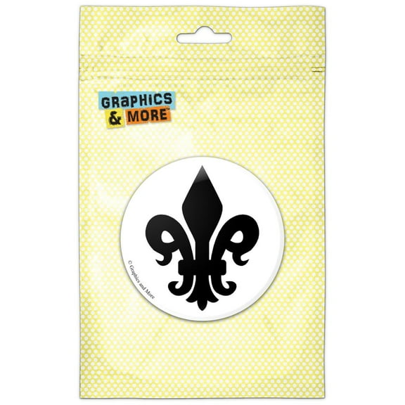 Fleur de Lis Black on White Pinback Button Pin Badge