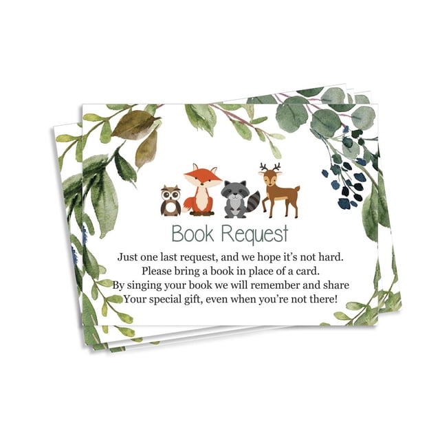 Inkdotpot 30Jungle Animals Gender Neutral Baby Shower Book Request Cards Bring A Book Instead Of A Card Baby Shower Invitations Inserts Games