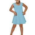thumbnail image 6 of Glisme Summer Dress For Girls For Everyday Wear Sleeveless Floral A Line Sundress With Pockets For Spring And Casual Elegant Little Girl Princess Dress Size 11-12 Years,Sky Blue, 6 of 7