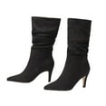 thumbnail image 4 of Mostsola Mid Calf Boots for Women Slouchy Pull on Kitten Heel Pointed Toe Suede Long Boots, 4 of 9