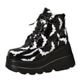 thumbnail image 3 of Leozcaa Women Mary Jane Dress Pumps Shoes Cute Platform Gothic Round Toe Chunky Wedge Heel Ankle Boots, 3 of 7