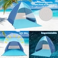 thumbnail image 3 of Tienda de campaña anti rayos UV, refugio de playa con protección solar UV UPF 50+ para 2-3 personas, tienda de campaña de playa instantánea portátil emergente, incluye bolsa de transporte, azul, 3 of 4