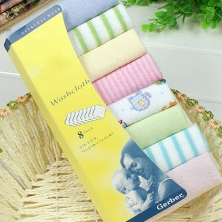 Jeobest Baby Handkerchief - Baby Bath Towels - Baby Washcloths Towels - 8PCS Baby Feeding Small Square Soft Baby Towel Handkerchief for Infant Kid Feeding Bathing Face Washing (Color Random) (Best Baby Wash For Infants)