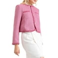 thumbnail image 4 of INSPIRE CHIC Women's Elegant Tweed Jacket Long Sleeve Panel Trim Work Office Blazer 2XL Pink, 4 of 5