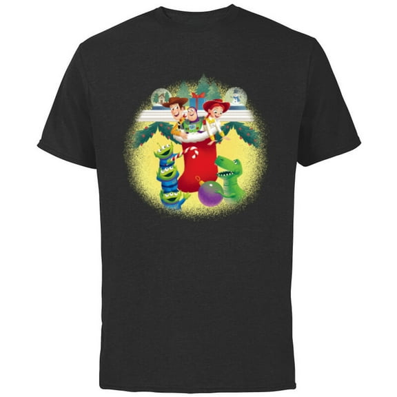 Disney PIXAR Toy Story Woody, Jessie, Buzz & Aliens Holiday - Short Sleeve Cotton T-Shirt for Adults - Customized-Charcoal
