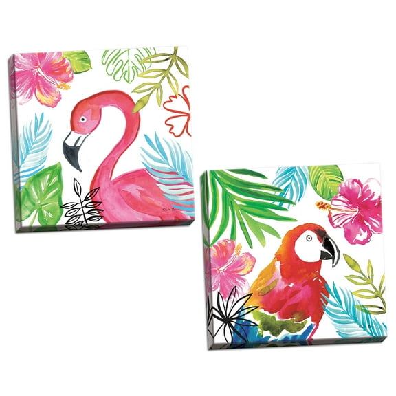 Gango Home Decor Tropical Tropicana III & IV by Farida Zaman (Ready to Hang); Two 16x16in Hand-Stretched Canvases