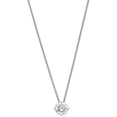 Endless Light Lab-Created Moissanite 14kt White Gold 6.0mm Round Solitaire Pendant, 18 Cable Chain