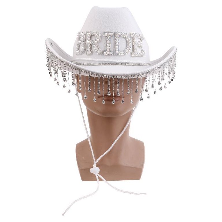 Yokua BRIDE Letter Cowgirl Hat Shinning Rhinestone Fringe  display picture 2