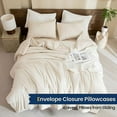 thumbnail image 5 of Beige Comforter Set Full Size, Cream3 Pieces Comforter Set, Lightweight Solid Neutral Bedding Set, All Seasons Soft Breathable Boho Full Comforter Set (80x90In Comforter & 2 Pillowcases), 5 of 7