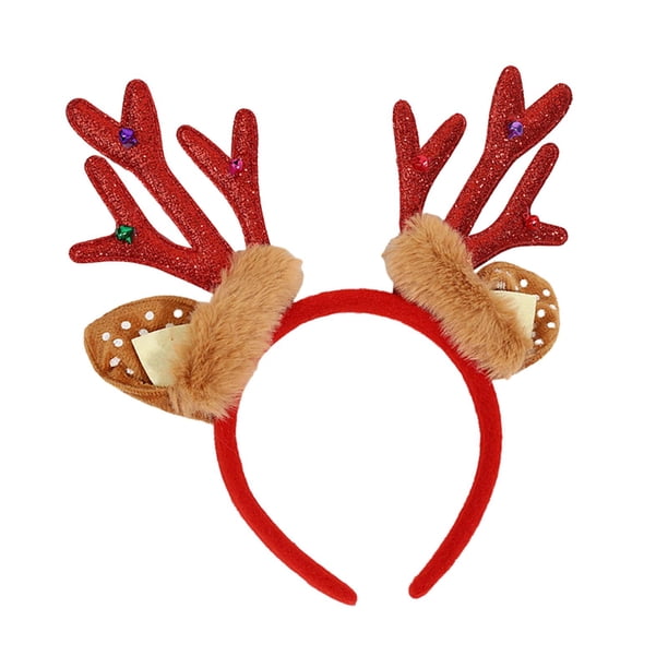 Diademas de asta de Navidad Yuyangstore diadema de reno regalos de Navidad Rojo