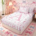 thumbnail image 2 of Meiyoeat Watercolor Letter A Print Zipper Twin Comforter Sets with Fitted Sheet and 2 Pillowcases, Cute Stripes Bow Pattern Zipper Bedding Set, Pink White,4-Piece,Pink Reversible, 2 of 6