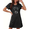 thumbnail image 3 of HomeGardon Women's Sleepwear Nightgowns for Women,Fashion Print Medium Length Dress Oversized Short Nightgown Fashion Chest Print Short Sleeve Nightdress,S-XXL, 3 of 6