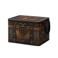 thumbnail image 2 of Yaayu Vintage Treasure Chest Storage Box, Foldable Non-Woven Organizer with Handle, Office Storage & Organization for Bedroom Closet, Brown, 2 of 9