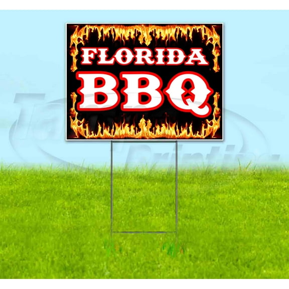 Florida Bbq (18" x 24") Yard Sign, Includes Metal Step Stake
