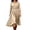 Khaki, variant on Bxsruta Womens Casual Midi Dress 3/4 Sleeve Pleated Flowy Dresses for Women Crew Neck Smocked Waist A-Line Swing Dress