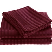 Royal Bath King Size Bed Sheet Set with Embossed Stripes – Wrinkle Resistant & Machine Washable (Burgundy)