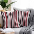 thumbnail image 2 of Red Black Outdoor Pillow Covers Set of 2 Grey Stripe Abstract Geometric Vertical Stripes Waterproof Throw Pillow Case Decorative Square Cushion Cover for Patio Couch Garden Balcony, 16"x16", 2 of 9