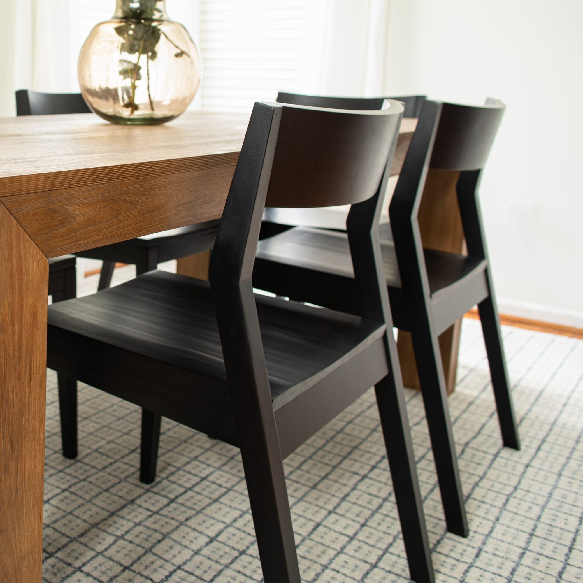 Plank+Beam Modern Dining Chair Set of 2, Solid Wood Chairs for Kitchen, Office, Living Room