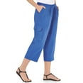 Women's Elastic Waist Cargo Pocket Capri Pant, XLarge, Royal Blue