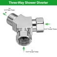 thumbnail image 3 of Válvula de desvío de ducha G1/2'' 3 vías adaptador de bidet de acero inoxidable con fitting en T de manguera y cinta de politetrafluoroetileno y junta 65mm plata, 3 of 6