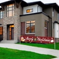 thumbnail image 5 of Large Merry Christmas Banner, Red Buffalo Plaid Xmas Sign with Snowman Xmas Tree Pattern for Christmas Party, Outdoor Indoor Decoration, 9.8 x 1.6 Feet (White Letters), 5 of 8