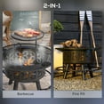 thumbnail image 4 of Outsunny 2-in-1 Fire Pit, BBQ Grill, 33" Portable Wood Burning Firepit with Adjustable Cooking Grate, Pan and Poker, Black, 4 of 10