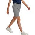 thumbnail image 4 of CYRBOKO Boys Athletic Shorts with Zipper Pockets, Casual Summer Training Elastic Waist Gym Shorts Dark Gray Size 10-12 T, 4 of 5