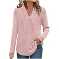 thumbnail image 3 of yoeyez Sweaters For Women Lightweight Knitted Long Sleeve Shirts Fall Fashion Hoodies Pullover Sweatshirt With Kangaroo Pocket Pink,M, 3 of 7