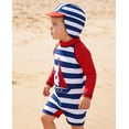 thumbnail image 4 of Aideaone 4th of July Baby Infant Boys Swimsuit with Sun Hat American Flag Independence Day Long Sleeve Swimwear for Boys 3-24 Months, 4 of 6