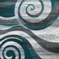 thumbnail image 7 of Emma + Oliver 8'x10' Contemporary Swirl Plush Pile Accent Rug with Scraped Effect in Turquoise, Gray, Black and White and Jute Backing, 7 of 7