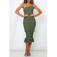 thumbnail image 4 of PRETTYGARDEN Women's Summer Midi Bodycon Dresses One Shoulder Strappy Tiered Ruffle Floral Boho Sun Dress, 4 of 7