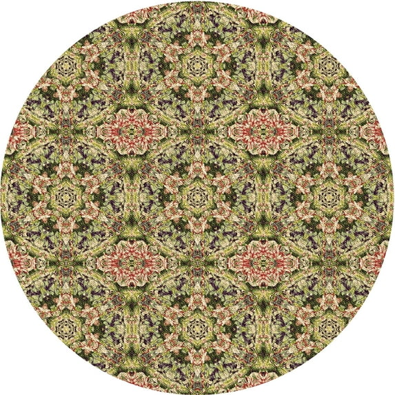Ahgly Company Machine Washable Indoor Round Transitional Metallic Gold Area Rugs, 8' Round